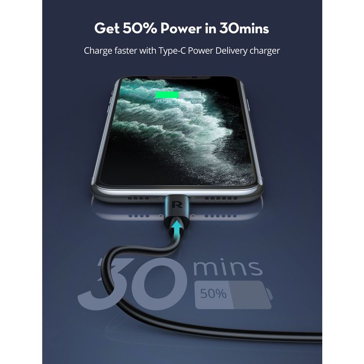 iPhone Cable Type C RAVPower RP-CB062-BK Lightning to Type-C Cable - Black
