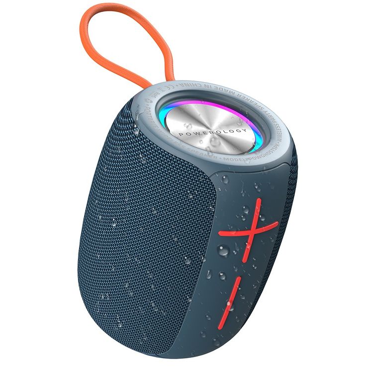 Powerology Ghost Speaker, 5h Playtime, Bluetooth 5.0, 1500mAh Battery Capacity, FM Function, IPX5 Water Resistant, Enhanced Bass - Navy