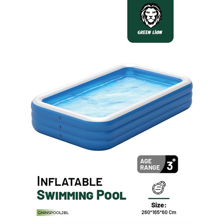 Green Lion Inflatable Swimming Pool with 880L Water Capacity, Small, PVC, Fits 5-7 People, Suitable for 3+ Years Old, Sun Protection, Force Support, Odorless - Blue