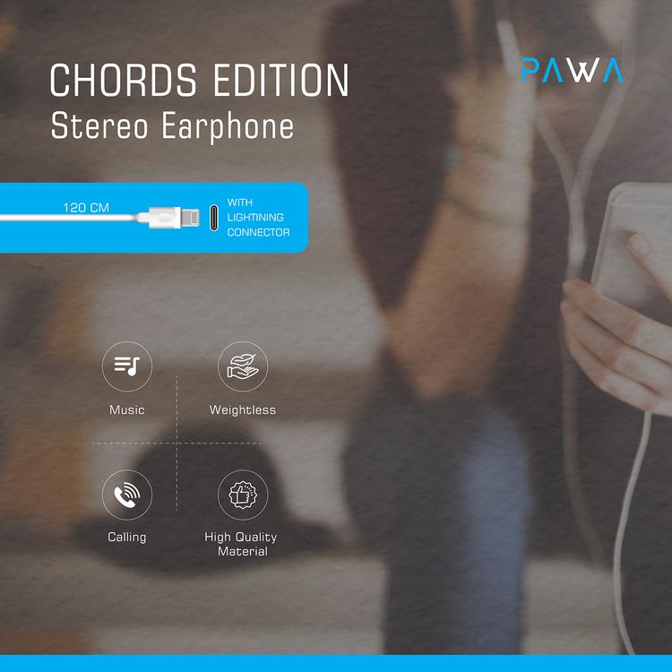 PAWA Chords Series Stereo Earphone Lightning - White