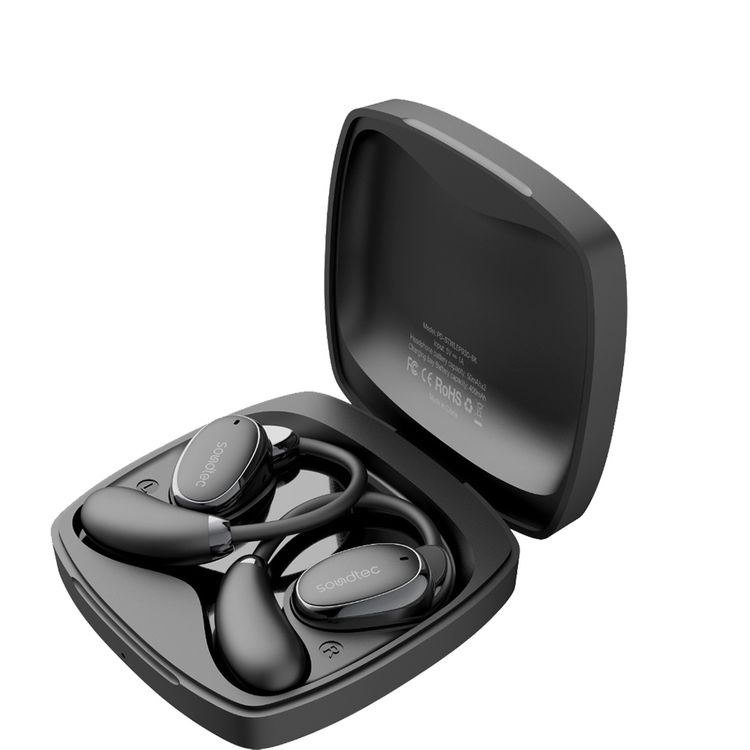Porodo Soundtec Aero Tune Earbuds with  Touch Controls, HiFi Stereo, Crisp Microphone, Rich Bass, Up to 10m Transmission Range, Compact and Lightweight Design - Black
