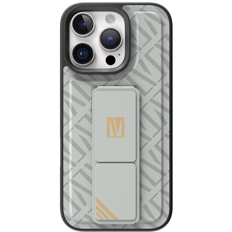 كفر حماية ليفيلو مورفيكس كويرو بمسند لهاتف آيفون 16 برو، قبضة مدمجة، سهل التركيب، زوايا مقاومة للصدمات - رمادي