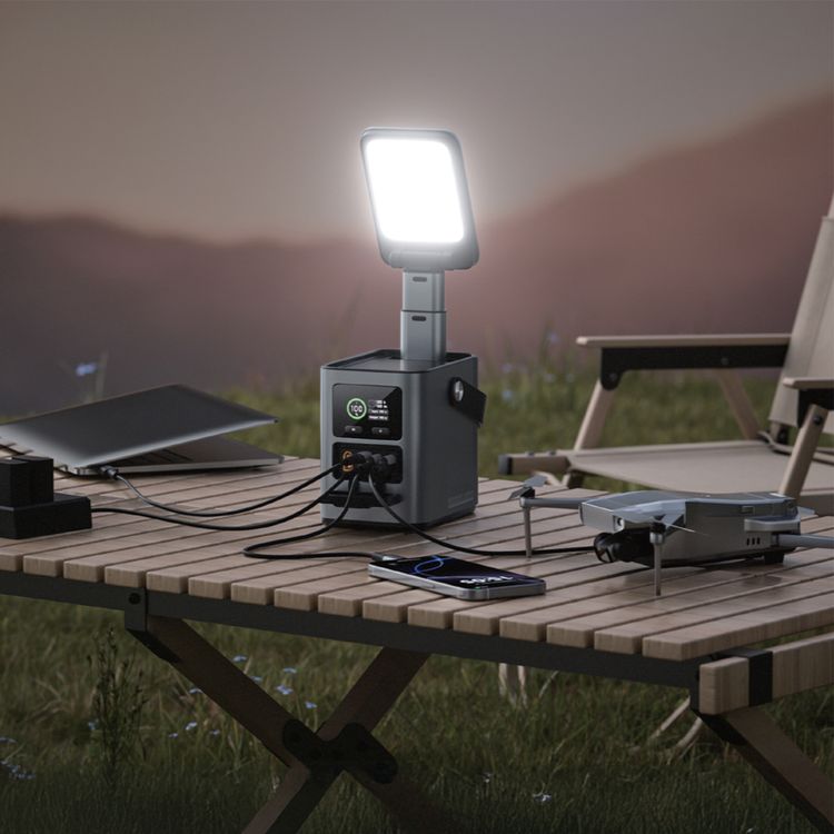 Green Lion Energy Max 60000mAh Power Station with 230W Total Output, Brightness of 700 Lumens, PD 140W, Digital Display, 100W Solar Input, QC 22.5W - Gray