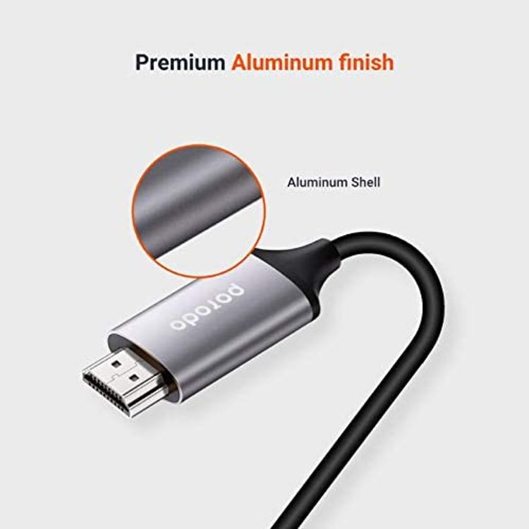 كابل بورودو من النوع سي إلى 4ك HDMI بطول 2 متر / 6.6 قدم مع غلاف ألومنيوم فاخر ، فيديو 4ك @ 60 هرتز ، موصل HDMI عالي الدقة ، وصلة من مادة بولي فينيل كلوريد متينة ، سلك توصيل وتشغيل - رمادي