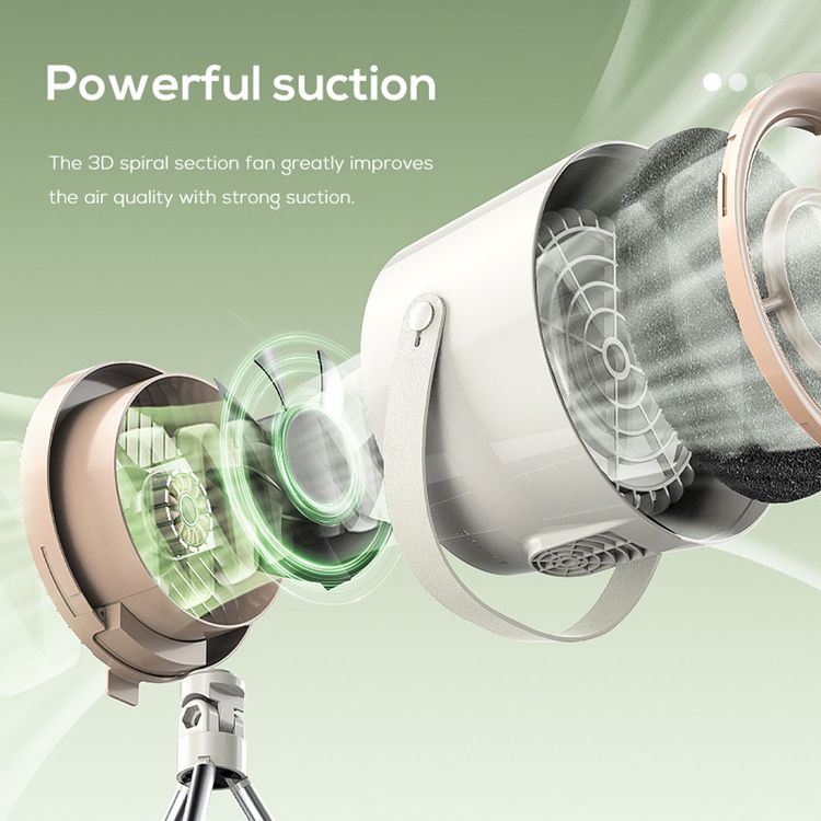 Porodo Lifestyle Portable Mini Smoke Exhaust with Filter, Washable Filters, Powerful Suction, Polymer Filter,  Adjustable Fan Speed - Beige 