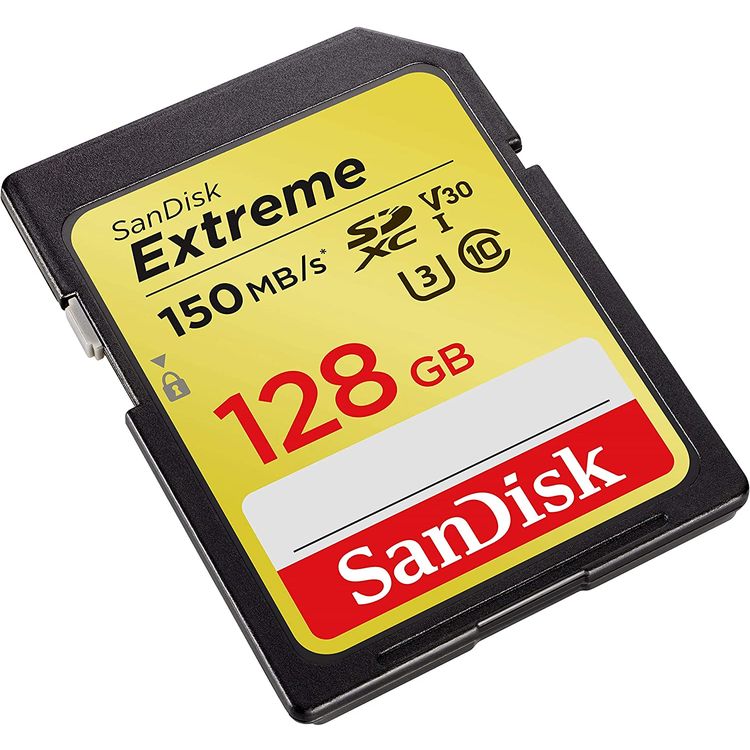 SanDisk Extreme SDXC Card 128 Gb 150 Mb/s V30 UHS-I U3 - Black - Black