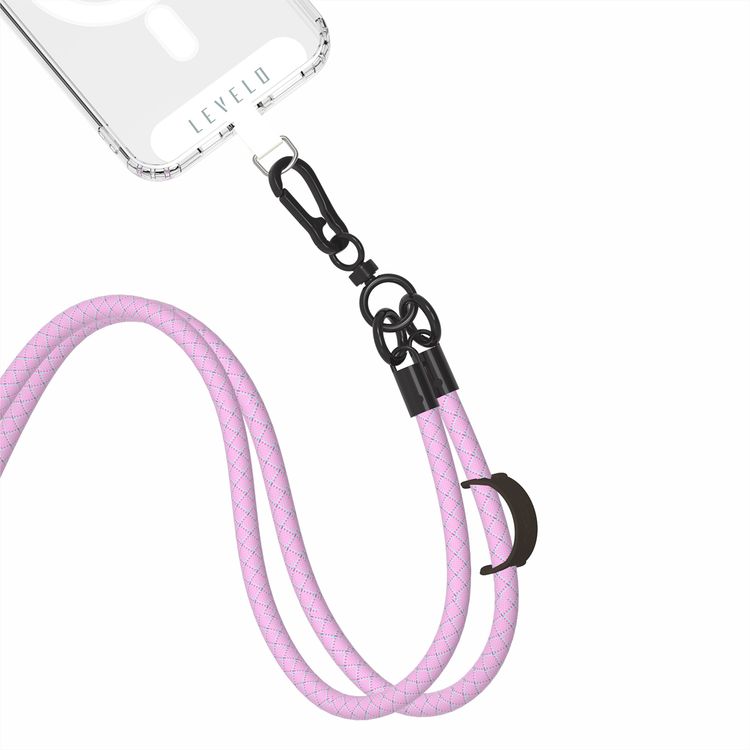 Levelo Everly Phone Crossbody Lanyard, Lightweight Design, Adjustable Straps with 1.2m Length, Hypoallergenic Material, Universal Compatibility - Pink pearl