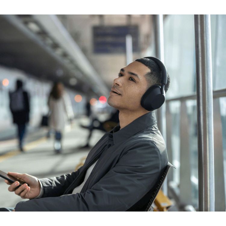 Sony Noise Cancelling Bluetooth Headphones with Faux Leather Memory Foam Material, 30 Hours Battery Life, 3.5 Hours Charging Time, Noise Cancelling, Compatible with Android and iOS - Black