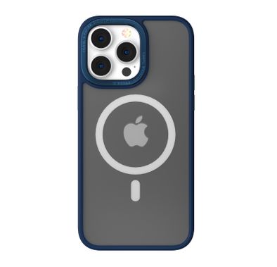 Comma Joy Elegant Metal Frame Anti-Shock Case for iPhone 14 Pro Max - Blue