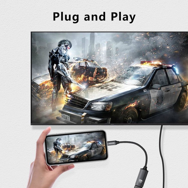 Green Lion 4K USB-C to HDMI Adapter Cable, Portable, Plug & Play, Mirror Mode, Extended Mode, Wide Compatibility, 20cm Cable Length - Black