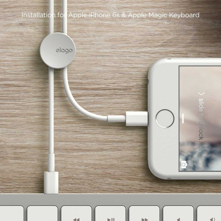 Elago Cable Managament Button, Compatible with Different types of Cables, Power Cord, TV Cable, USB Cable, Home and Office, Desktop Cable, Earphones Organizer, Organized - White