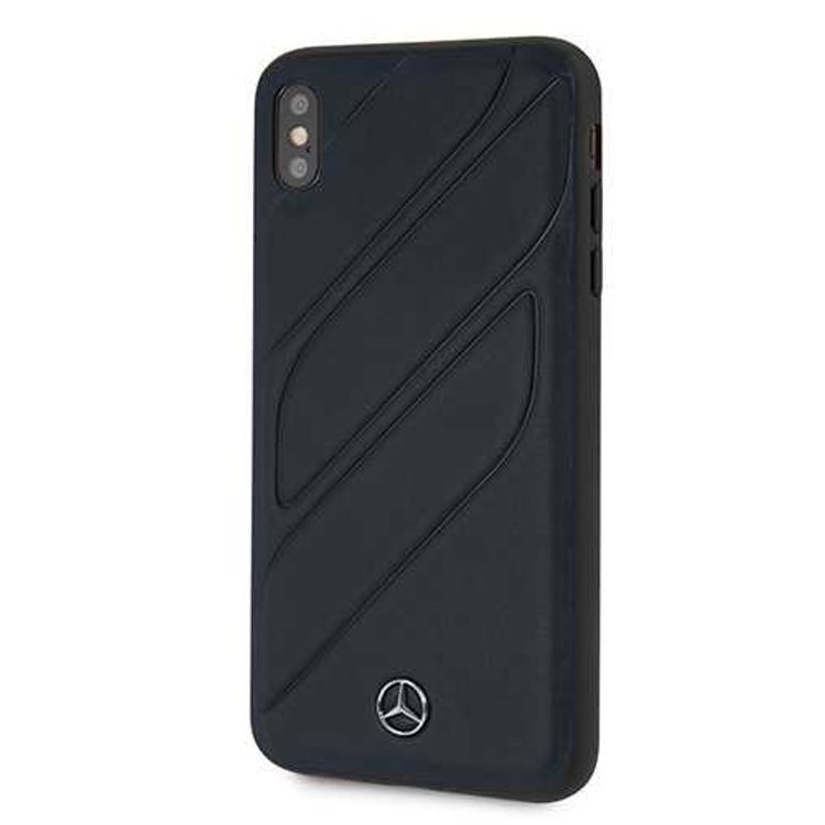 CG MOBILE Mercedes-Benz New Organic I Genuine Leather Hard Phone Case for iPhone Xs Max Officially Licensed - Navy