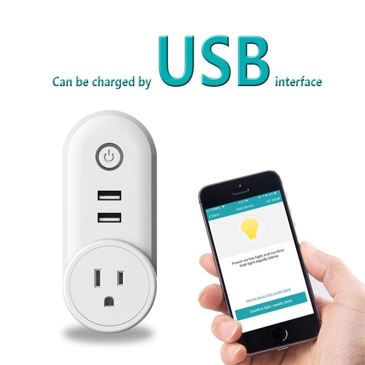 Porodo Lifestyle Smart Wi-Fi Plug with Dual USB-A Ports & AC Socket, Up to 30m Indoor & 50m Outdoor Wi-Fi Range, iOS & Android App Compatibility, Voice Control, Set Schedule, IFTTT, Google Assistant & Alexa Support - White