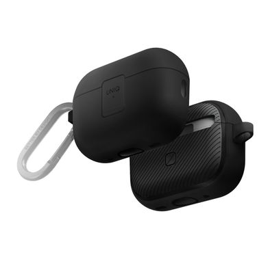 UNIQ Clyde Airpods Pro 2nd Gen Case, Hybrid Dual Layer Design, Premium Aluminum Carabiner, Wired and Wireless Charging - Charcoal