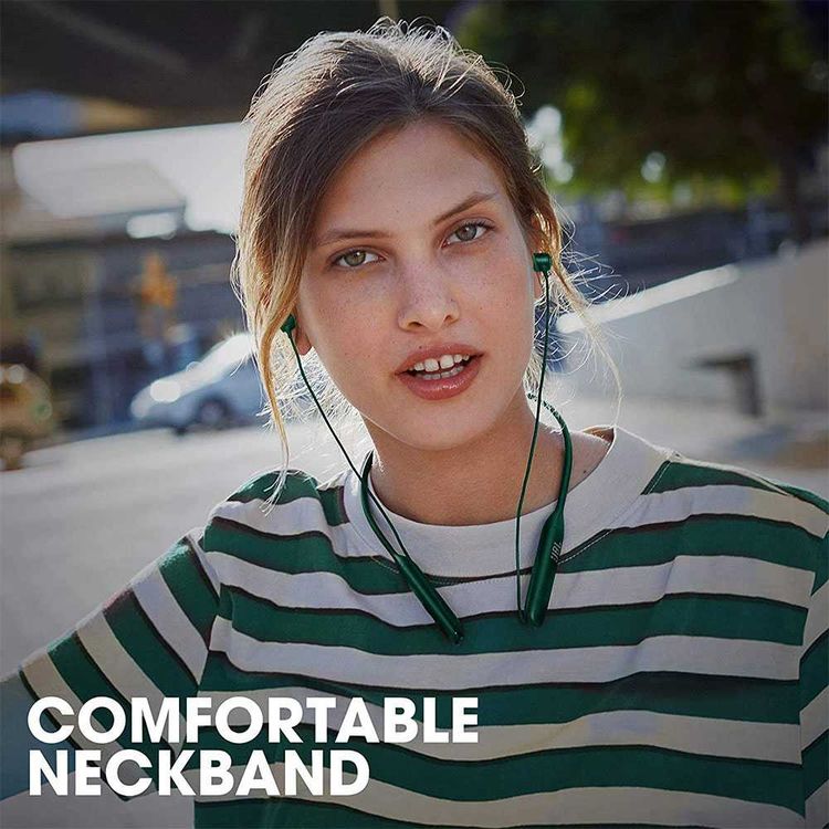 JBL Live 220BT Refurbished In-Ear Neckband Wireless Headphones with Voice Control, 10-hours Battery Life, 4-button Remote with Microphone - Green