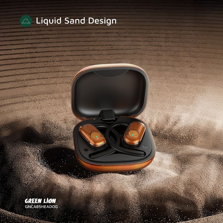 Green Lion CATANIA Open-Ear Earbuds with Smart Touch Control, Dual-Mic ENC, Type-C Charging, IPX5 Water Resistance Level, Open-Ear Comfort, Liquid Sand Design - Orange