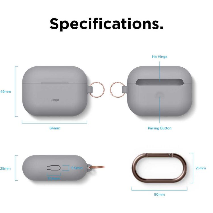 جراب Elago الأصلي المعلق لسماعات Airpods Pro - رمادي متوسط