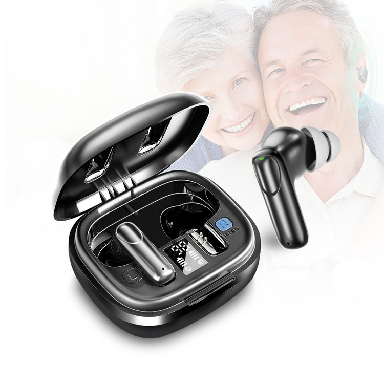 Green Lion Inspire Digital Hearing Aids with Digital Display, 5 Stages Volume Control, Up to 36 Hours of Play Time with Case, Bluetooth Version 5.3, 10m Transmission Range, Assistive Listening, Anti-Whistle Technology - Black