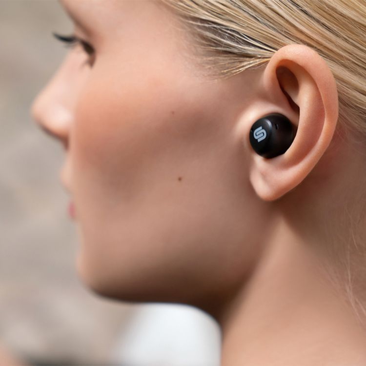 Urbanista Lisbon True Wireless Earbuds, Touch Controls, Compact Size, Siri and Google Voice Assistant, Up to 27 Hours Playtime, 2 Bluetooth Class, ≤10 m Bluetooth Range - Midnight Black