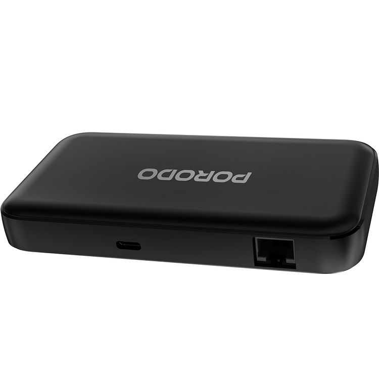 Porodo Portable MiFi 5G High-speed Wireless Router with Nano Sim Slot, Connect Up-to 16 Devices, 2.4/5GHz, 4G & 5G Bands, 5000mAh Battery - Black