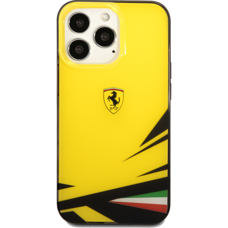 فيراري جراب ممتص للصدمات PC / TPU Scuderia مصبوغ ، حماية من السقوط ، متوافق مع ايفون 13 برو - أصفر