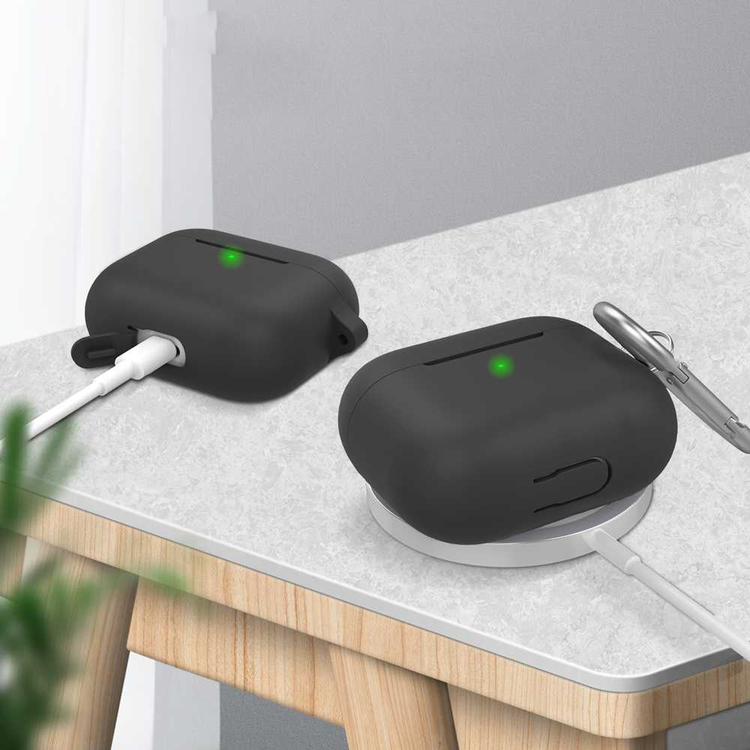 AhaStyle Full Cover Premium Silicone Keychain Portable Case Compatible for AirPods 3, Anti-Scratch, Drop Shock Protection, Easy to Install, Front LED Visible Cover with Carabiner