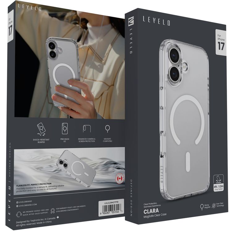 Levelo Clara Clear Case with MagSafe Compatibility for iPhone 17, Enhanced Camera & Screen Protection, Precision Fit, Shock-Resistant Bumper, Ever-Clear Technology, Drop-Tested - Transparent