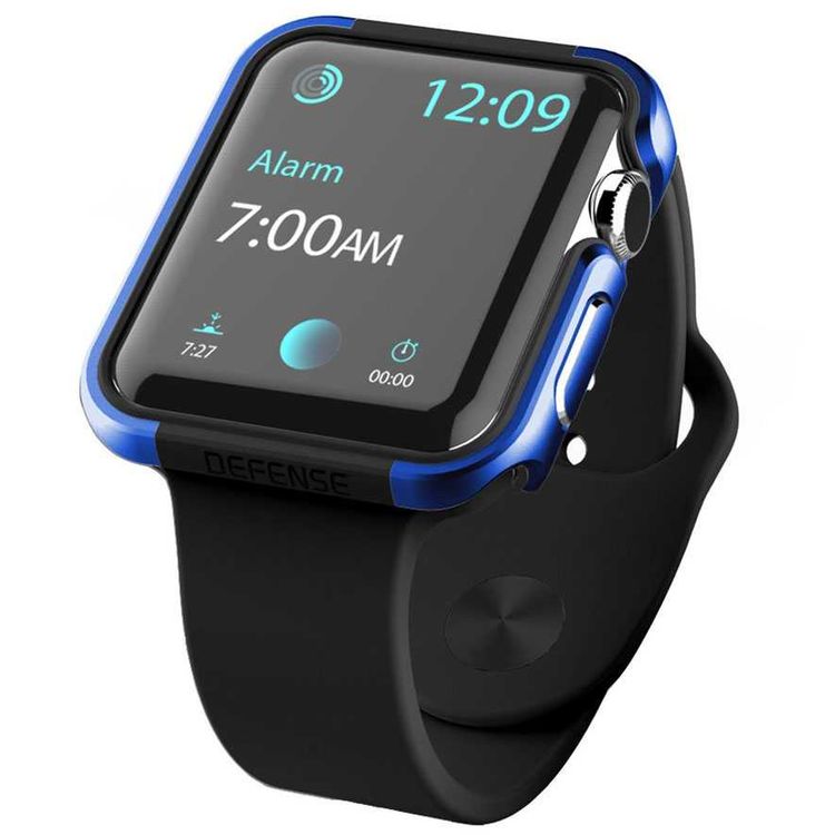 حافظة X-Doria Defense Edge متوافقة مع ساعة Apple Watch 44mm - مضادة للخدش - حماية من الصدمات - تصميم سهل التركيب - بطانة مطاطية ناعمة - أزرق معدني (واقي معدني آلي)