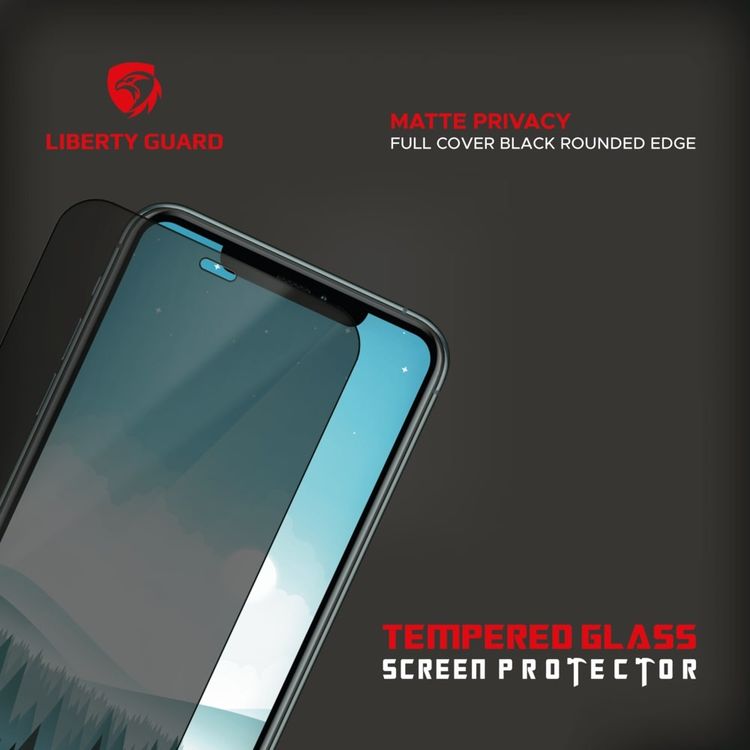 واقي شاشة Liberty Guard Matte Privacy Full Cover بحافة مستديرة لهاتف iPhone 11 Pro، مضاد للصدمات والتأثير - الخصوصية