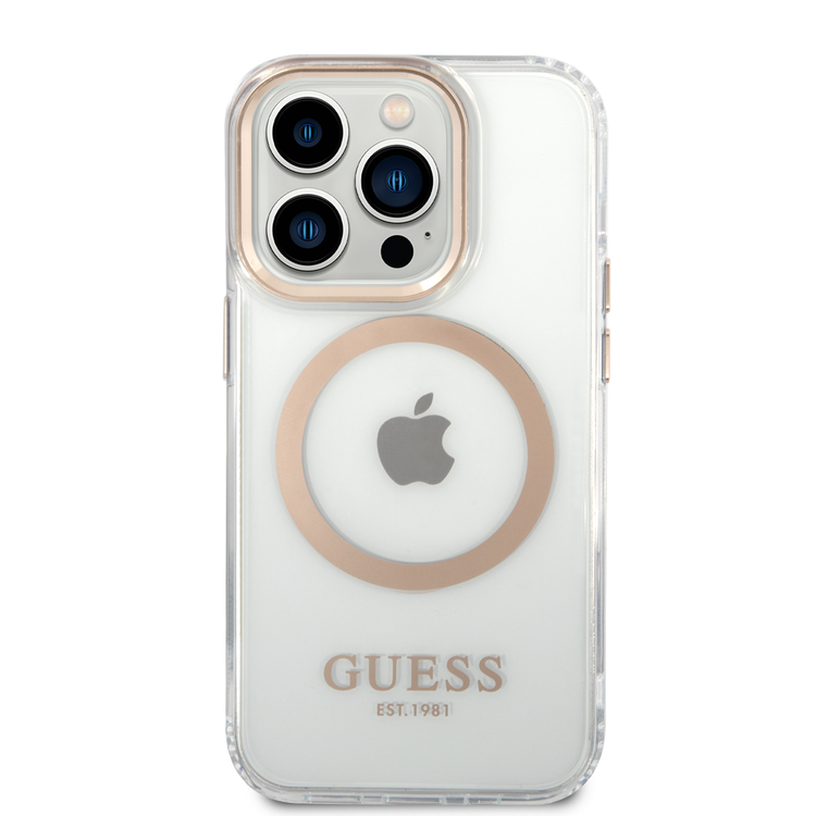Guess Magsafe Compatibility Transparent Outline iPhone 14 Pro Max Compatibility - Gold