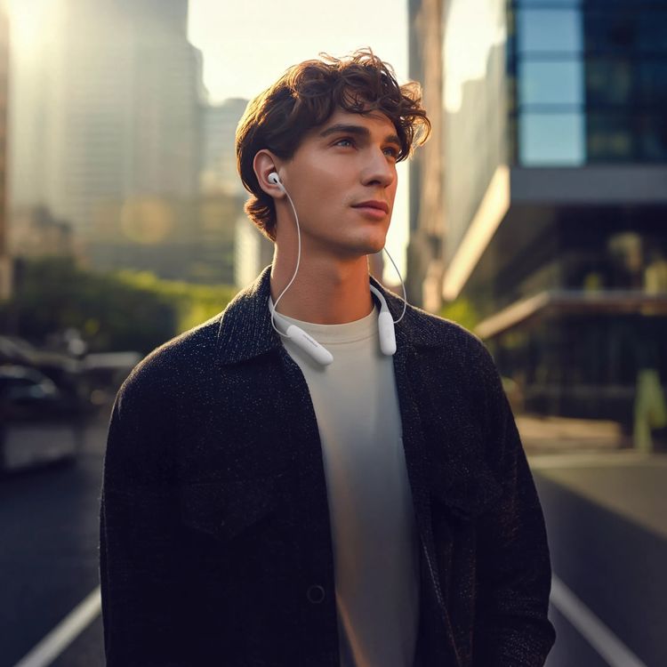 Powerology ToneFlex ENC Wireless Neckband Earphones with Immersive Hi-Fi Audio, Up to 90 Hours Talk Time & Up to 100 Hours Play Time, 850mAh Battery, 13mm Speaker Size, Seamless Dual-Mode, Secure-Fit Design - White