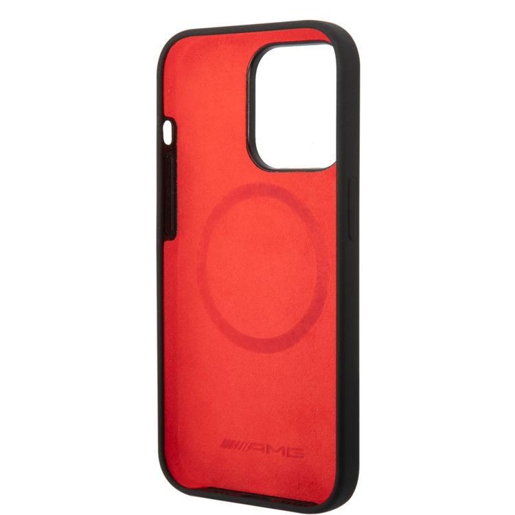 AMG Magsafe Compatibility Double Layer Checkered Flag Pattern Transparent Hard Case iPhone 14 Pro Compatibility - Black/Red