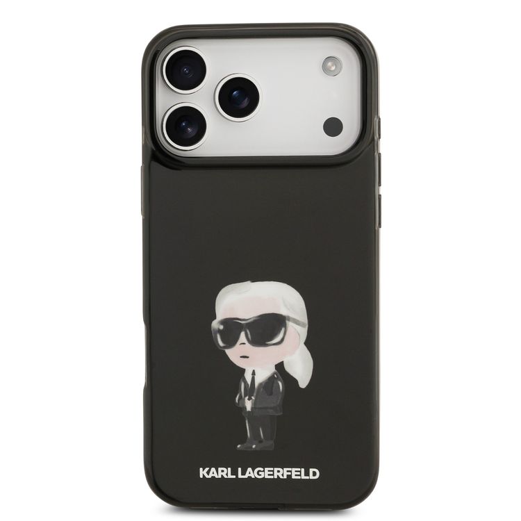 Karl Lagerfeld MagSafe IML Case with Aquarelle Karl Head for iPhone 17 Pro Max, Drop Protection, Slim Profile & Lightweight Design, Easy Snap-On, Comfortable Grip, Sustainable Packaging - Black