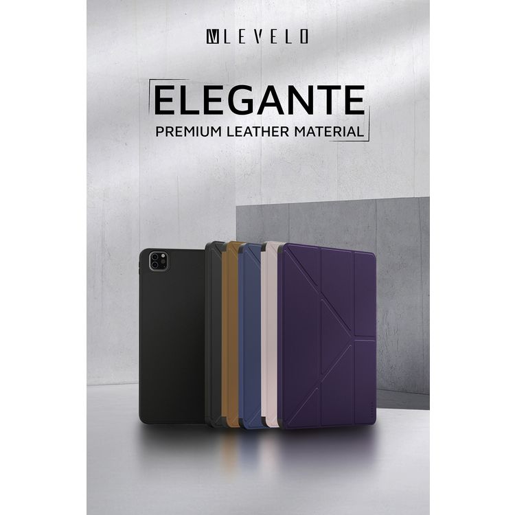 Levelo Elegante Hybrid Leather Case for iPad Pro 11" (4th to 6th Generation), Accurate Cut-Outs, Easy Snap-On, Vertical Orientation & Horizontal Positioning, Shock Absorbent Bumper Case, 360° Protection - Pink