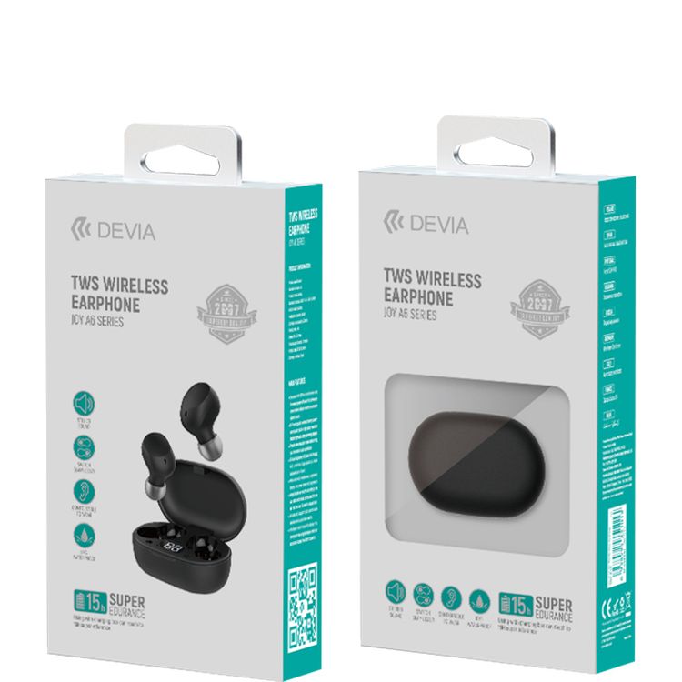 Devia Joy A6 Series TWS Wireless Earphone Bluetooth Version V5.0 - Black