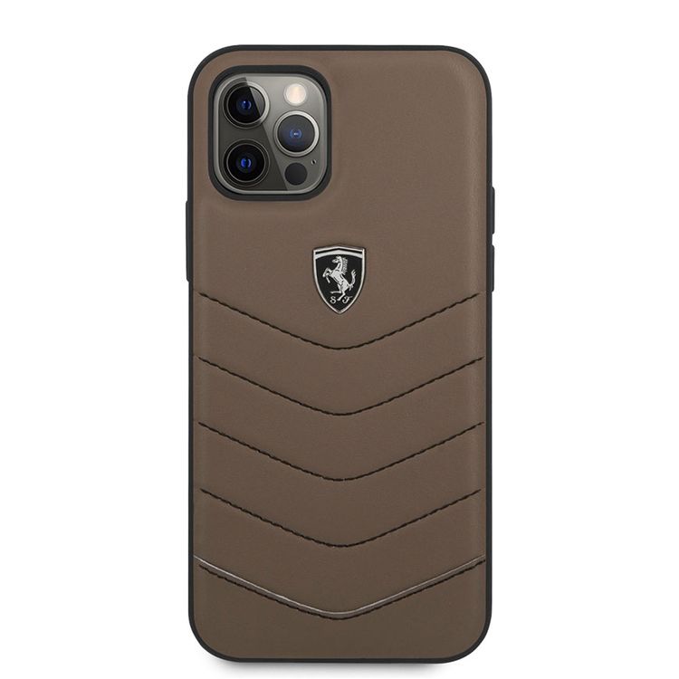 CG MOBILE Ferrari Heritage Quilted Leather Hard Case, Shock-Absorption & Drop Protection Back Cover Compatible iPhone 12 / 12 Pro (6.1")) Officially Licensed