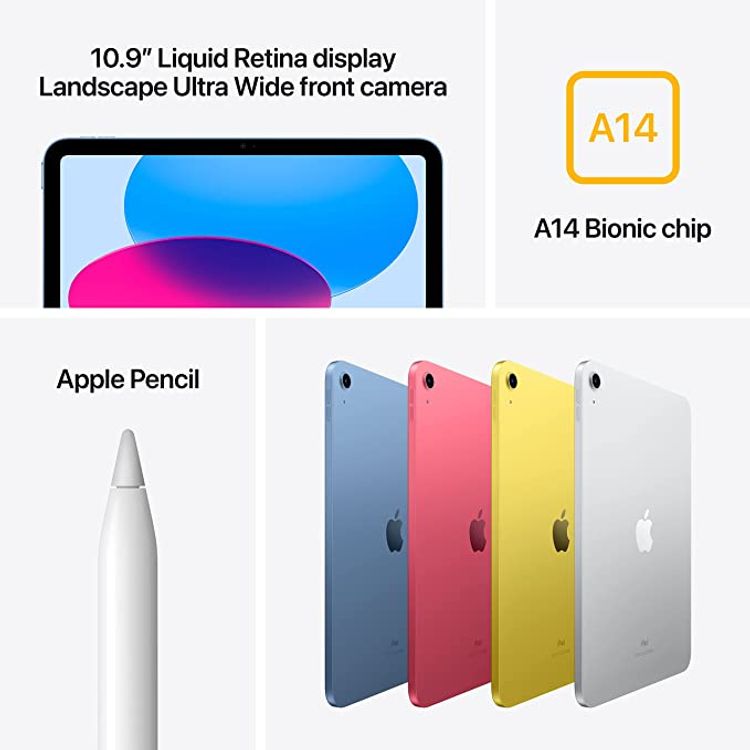 iPad 2022 10.9 بوصة الجيل العاشر (Wi-Fi + Cellular) - فضة - 256GB