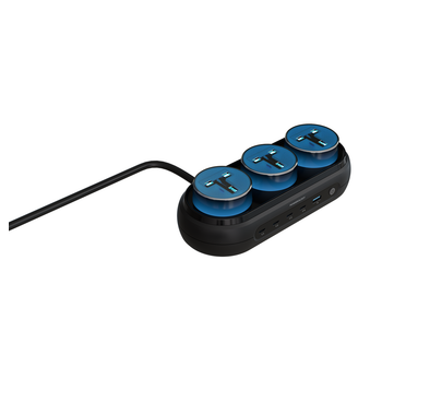 Powerology Holix GaN Multi-Port Power Station with PD 140W, High-Powered GaN Technology, Multi-Device Charging, Triple AC Sockets, 1.5m UK 3-Pin Power Cord - Gray