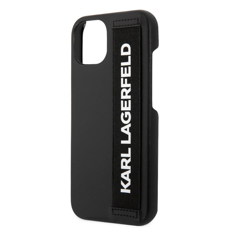 Karl Lagerfeld PU Leather Case With Elastic Band Strap For iPhone 13 (6.1 ) - Black