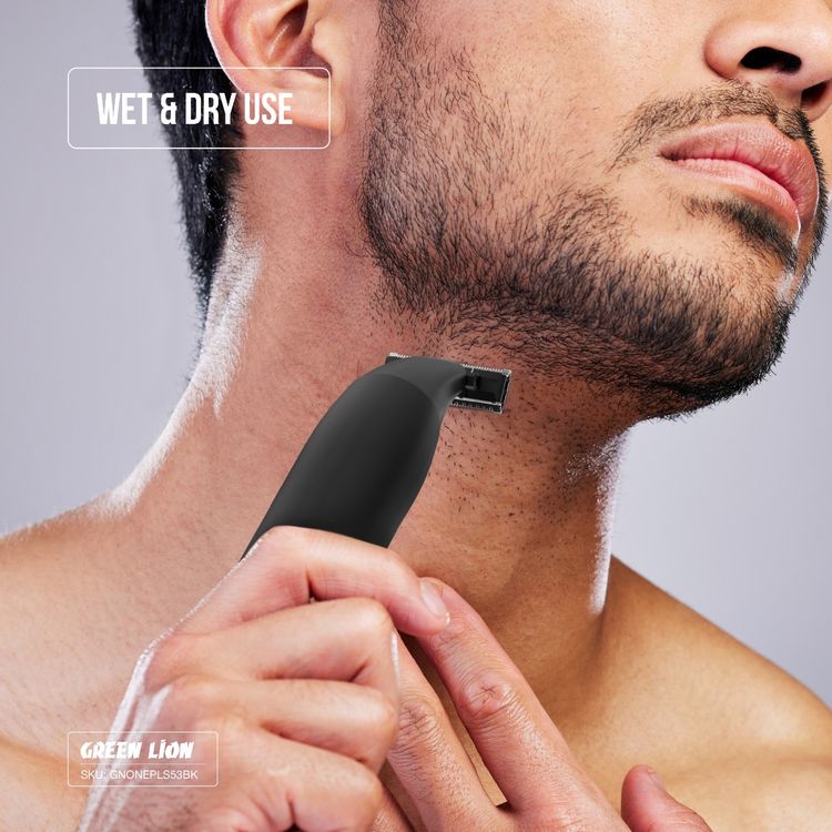 Green Lion One Blade Plus Trimmer with Detachable Heads, 1.5 Hours Working Time, 600mAh Battery, USB-C Charging Port, 5W Power, Nose, Eyebrow & Hair Trimmer - Black