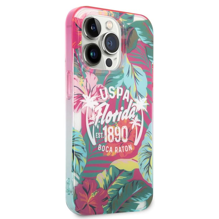 USPA PC/TPU Case Florida Design iPhone 14 Pro Max Compatibility - Pink/Green