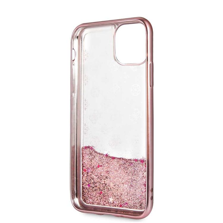 CG MOBILE Guess 4G Peony Liquid Glitter TPU case for iPhone 11 Pro, Soft TPU Case, Anti-Fingerprint Surface, Anti-Scratch, Durable, Officially Licensed - Rose Gold