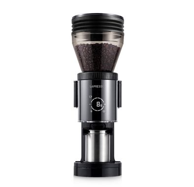 LePresso Precision Conical Burr Grinder with Digital Weight Control, Touch Display, 150W DC Motor Rated Power, 220-240V Rated Voltage, 50/60Hz Rated Frequency, 400g Bean Hopper Capacity, 90g Ground Coffee Cup Capacity, 3-Pin UK Plug, ABS & 304 Stainless Steel Materials - Black