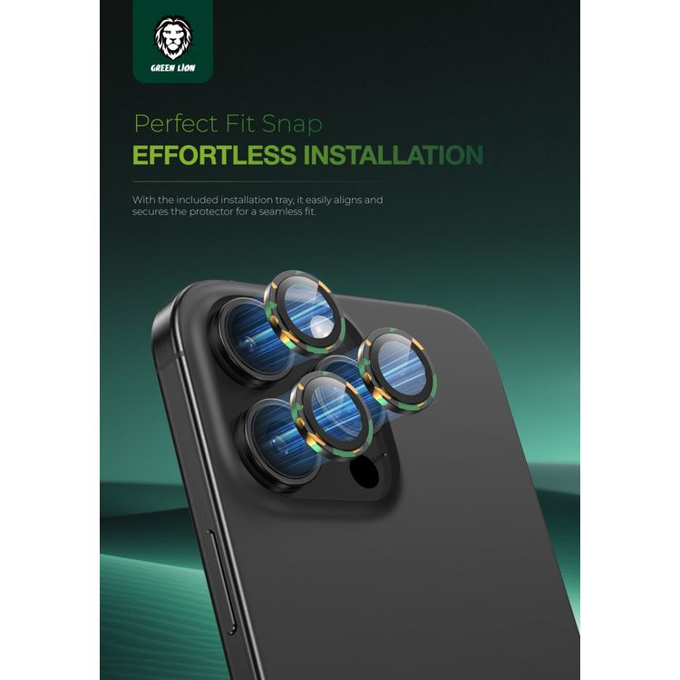 عدسة كاميرا كامو جرين ليون لهاتف آيفون 16 برو / 16 برو ماكس، متانة بمستوى عسكري، وضوح عالي الدقة، طلاء AF متقدم - تيتانيوم أسود