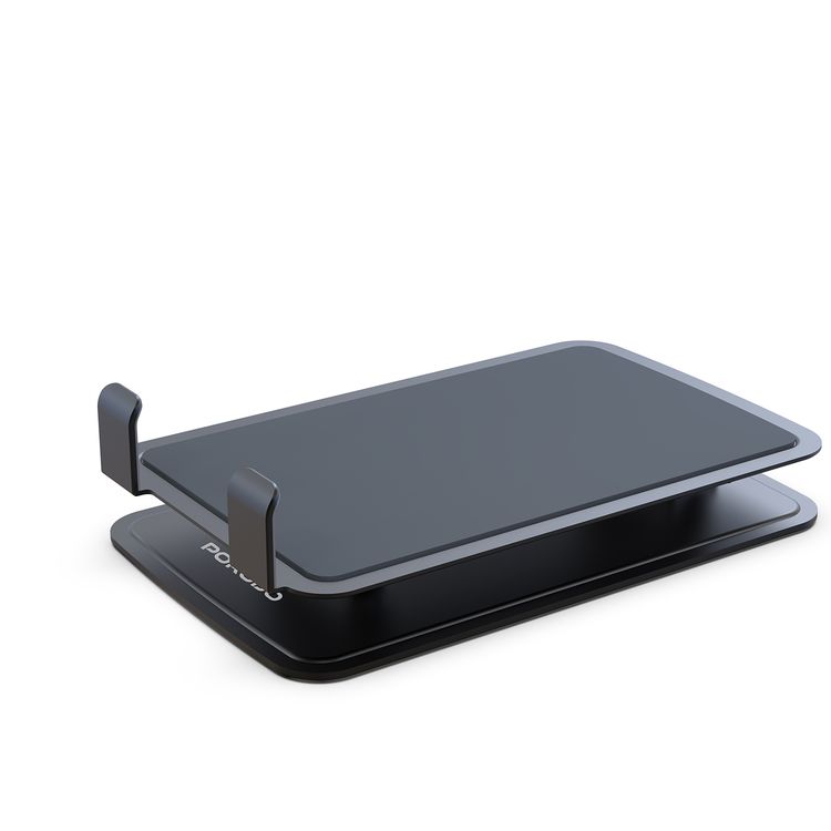 حامل سطح مكتب قابل للطي من بورودو مع قاعدة مضادة للانزلاق، دوران 360 درجة، متوافق مع الأجهزة بمقاس من 4.7 إلى 13 بوصة، زاوية رؤية قابلة للتعديل، أفقي ورأسي، متوافق عالميًا - رمادي