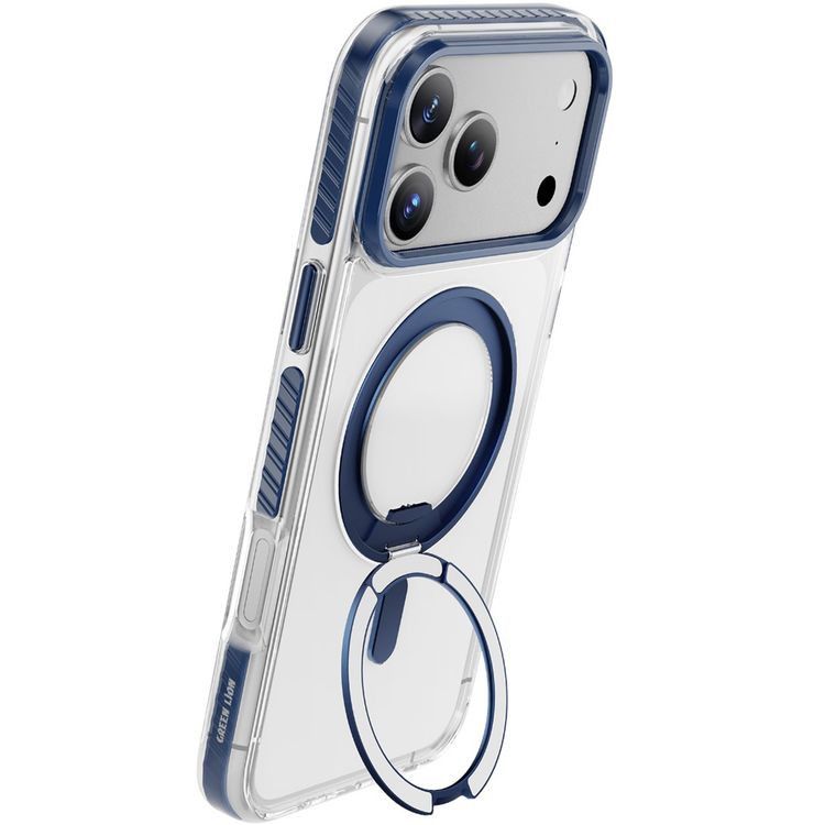 Green Lion Southend Magsafe Case for iPhone 17 Pro, Camera Protection, Hybrid Materials, Built-in Kickstand Ring with 360° Rotation, Military-Grade Protection - Blue