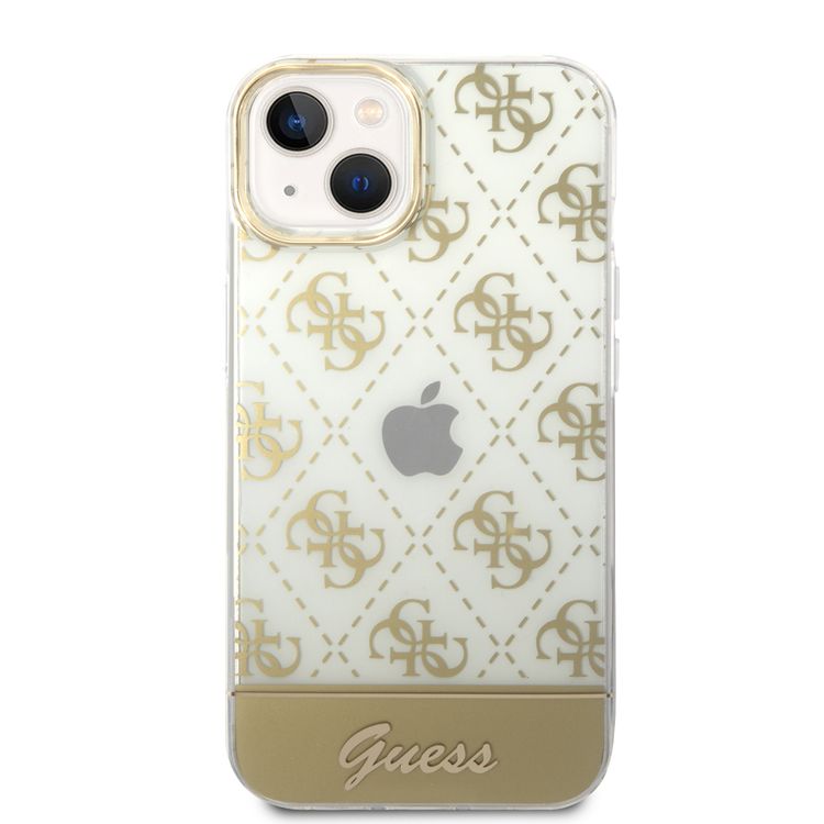 Guess IML Case With Electroplated 4G Pattern & Bottom Stripe Script Logo - Gold