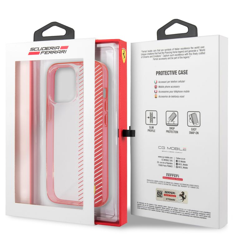 CG MOBILE Ferrari Transparent Hard Case Gradient Print Logo Compatible for iPhone 13 Pro Max (6.7") Scratches Resistant, Easy Access to All Ports