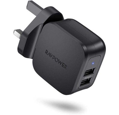 RAVPower 2-Port USB Prime Wall Charger 17W - Travel-friendly - Dual Fast Charging with iSmart USB Port - Ultra-Lightweight Portable Power Adapter with Multiple Protection - Black