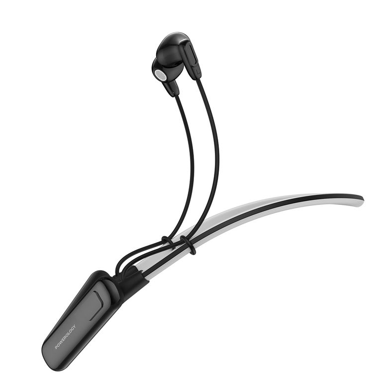 Powerology Voix ENC Neckband Earphones with Dual Microphone, 10mm Speakers, 500mAh Battery, Low Latency Audio, Secure Magnetic Earbuds, Hi-Fi Sound, Sweat & Water Resistant, Up to 60 Hours Play & Talk Time - Black